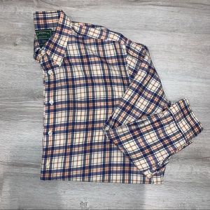 CC Filson Co. Classic Button Down Shirt in Orange and Blue Plaid size x-large